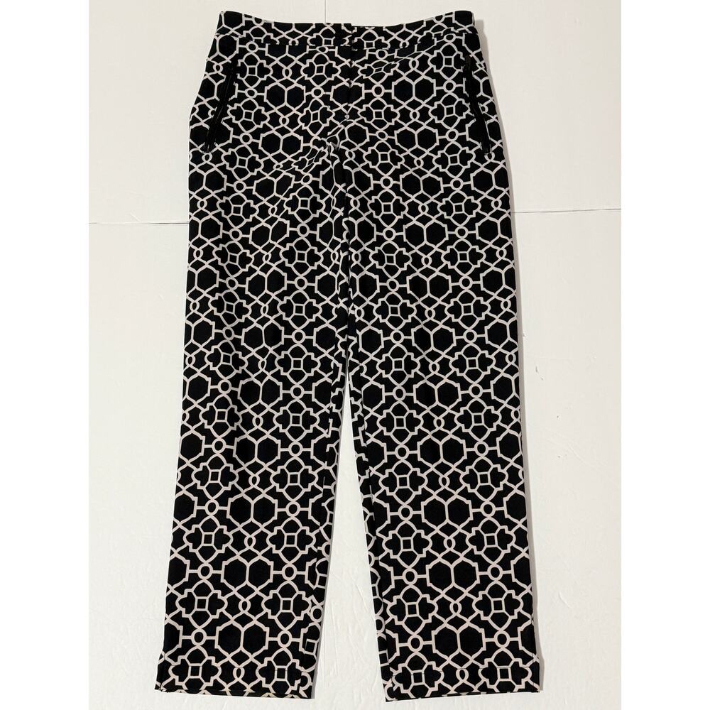 Chico's Zenergy Lightweight Trellis Pattern Pants, Black & White, Size 00